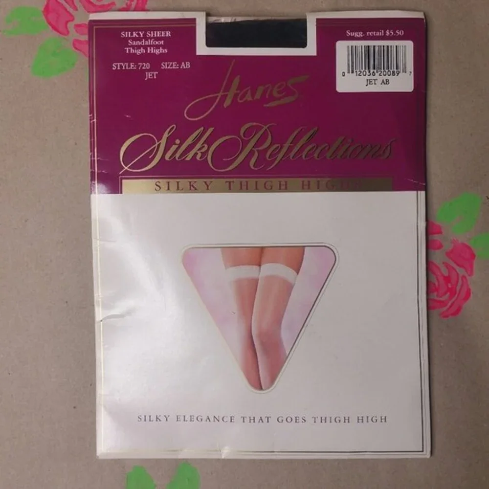 Hanes Silk Reflections Thigh Highs Jet Size AB